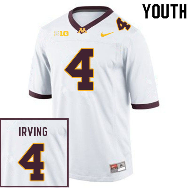 Youth #4 Mar'Keise Irving Minnesota Golden Gophers College Football Jerseys Sale-White